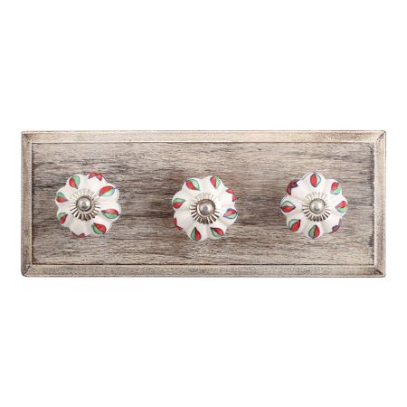 Plumeria Mystical Flower Ceramic Wooden Hooks